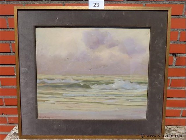 Zeezicht, aquarel, farasyn edgard - afbeelding 1 van  3