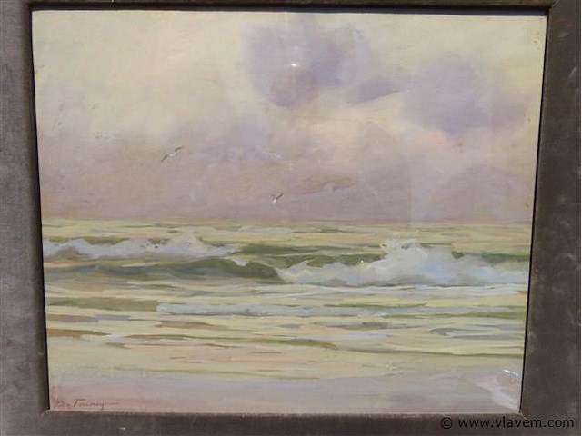 Zeezicht, aquarel, farasyn edgard - afbeelding 2 van  3