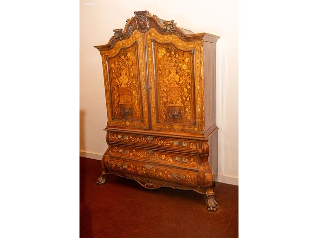 Zeldzaam hollands 18e-eeuws marqueterie kabinet... - afbeelding 1 van  6