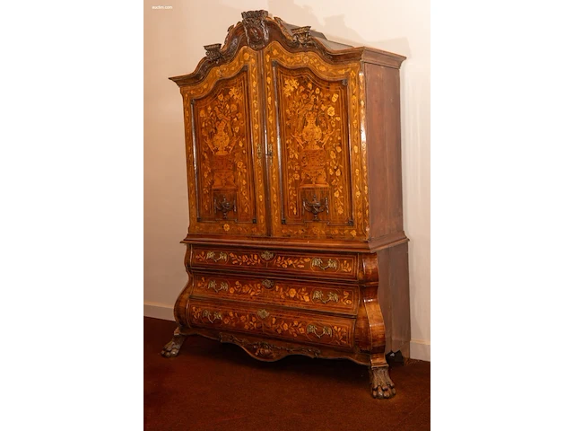 Zeldzaam hollands 18e-eeuws marqueterie kabinet... - afbeelding 2 van  6