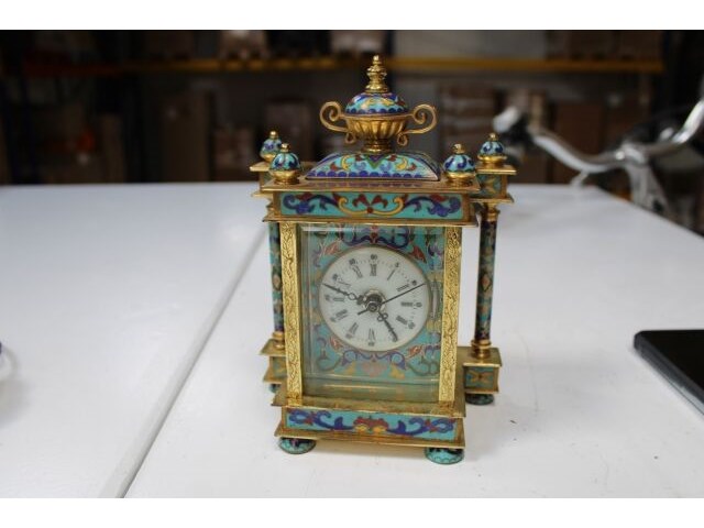 Zeldzame chinese cloisonné tafelklok - afbeelding 1 van  7