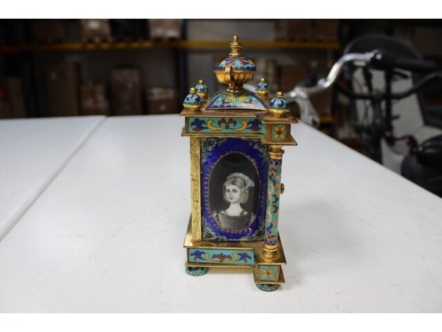 Zeldzame chinese cloisonné tafelklok - afbeelding 2 van  7