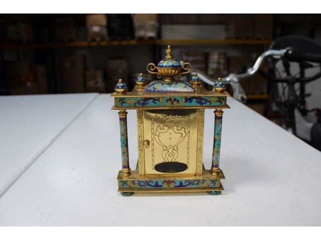 Zeldzame chinese cloisonné tafelklok - afbeelding 3 van  7