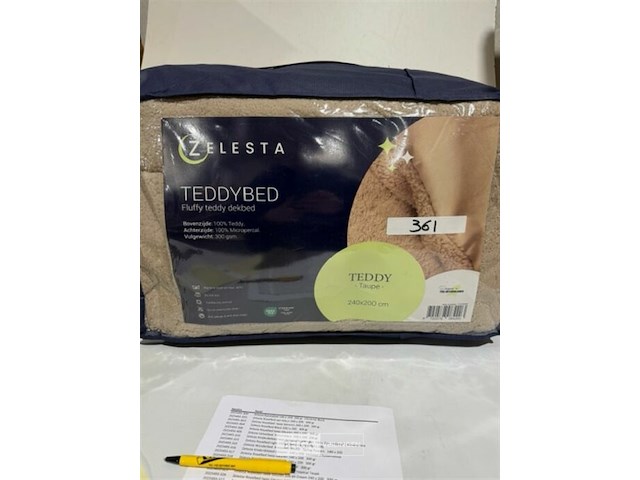 Zelesta teddybed fluffy 240x200 taupe - afbeelding 1 van  3
