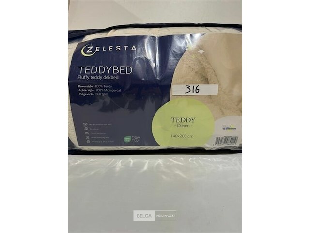 Zelesta teddybed fluffy cream 140x200 300 gr - afbeelding 2 van  3
