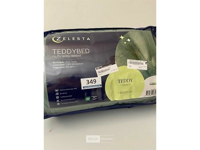 Zelesta teddybed fluffy green 140 x 200 300 gr - afbeelding 1 van  3