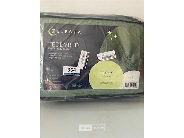 Zelesta teddybed fluffy green 200 x 200 300 gr - afbeelding 2 van  3