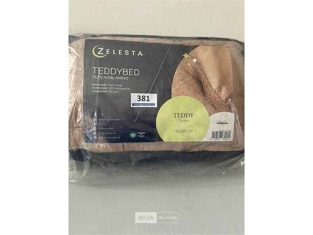 Zelesta teddybed fluffy taupe 140 x 200 300 gr - afbeelding 2 van  3