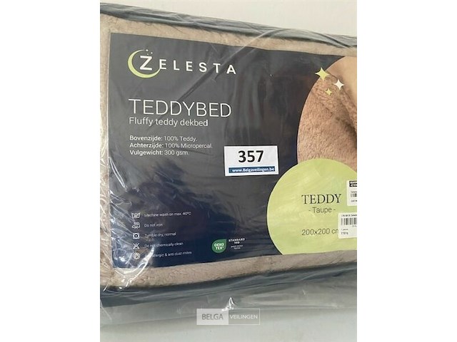 Zelesta teddybed fluffy taupe 200 x 200 300 gr - afbeelding 3 van  3