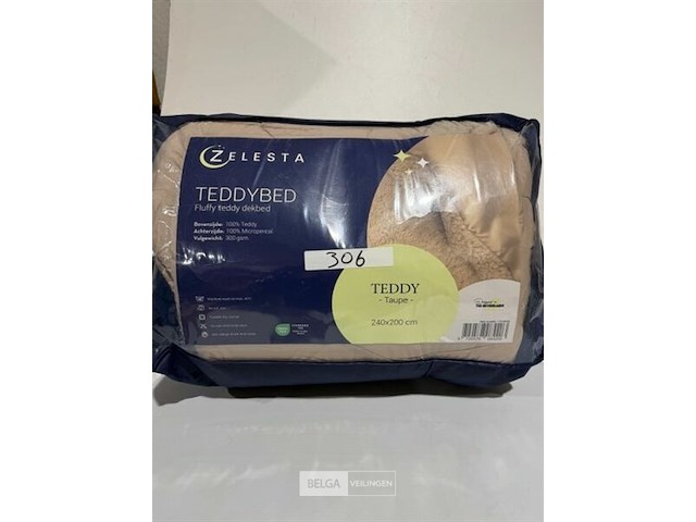 Zelesta teddybed fluffy taupe 240x200 300 gr - afbeelding 1 van  3