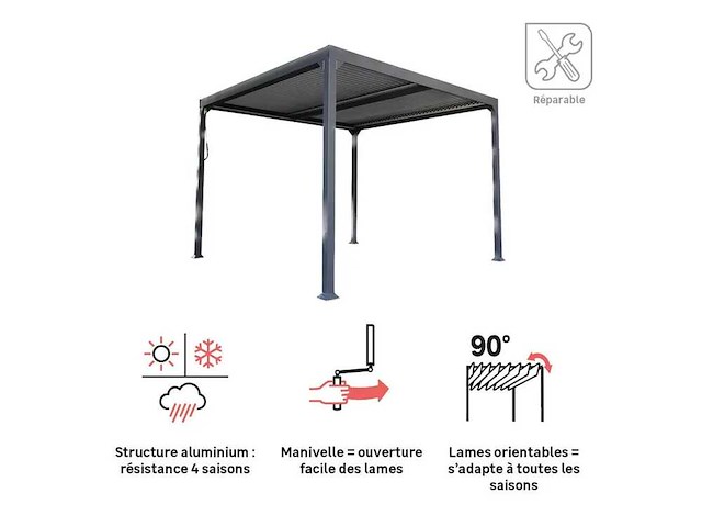 Zelfdragende bioklimatologische pergola first ii aluminiumantracietgrijs, 9m² - afbeelding 6 van  15