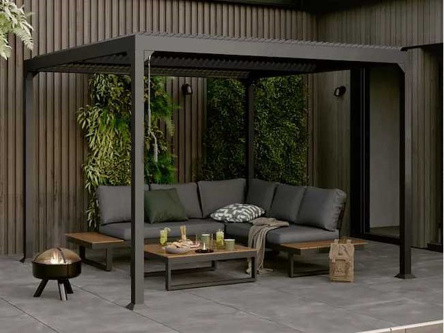 Zelfdragende bioklimatologische pergola first ii aluminiumantracietgrijs, 9m² - afbeelding 1 van  15