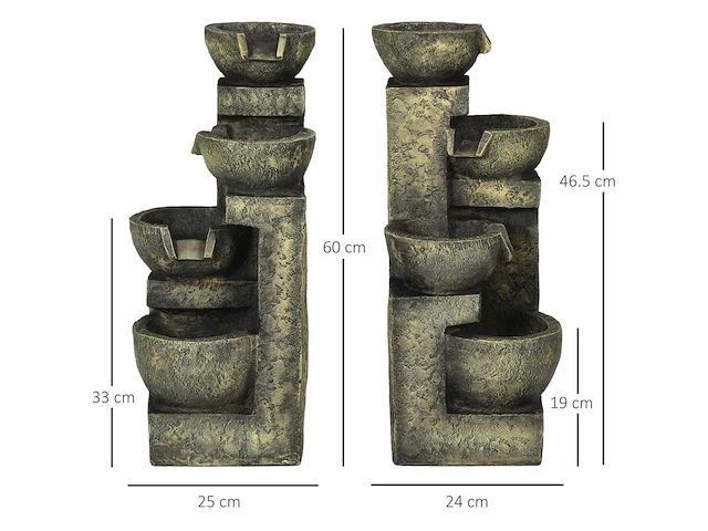 Zen ornamental garden fountain met verstelbare doorstroming en onderwaterpomp inbegrepen - afbeelding 3 van  5