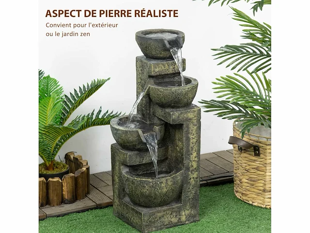 Zen ornamental garden fountain met verstelbare doorstroming en onderwaterpomp inbegrepen - afbeelding 4 van  5