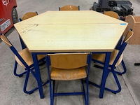 Zeshoekige tafel + 6 stoelen - afbeelding 1 van  2