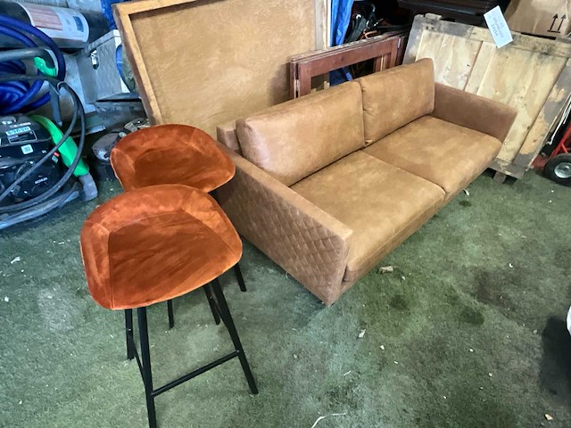 Zetel & 2x barstoelen - afbeelding 1 van  3