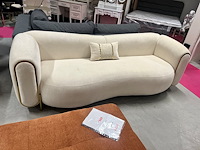 Zetel – design 1-zit | crème bouclé met goudkleurig frame