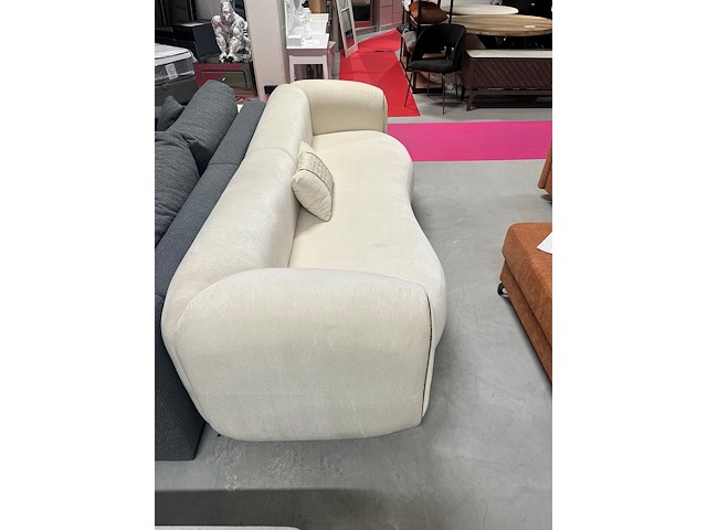 Zetel – design 1-zit | crème bouclé met goudkleurig frame - afbeelding 2 van  5