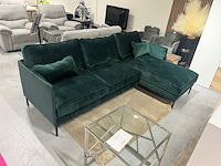 Zetel – groene hoeksalon met longchair | velours