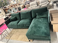 Zetel – groene hoeksalon met longchair | velours - afbeelding 2 van  3