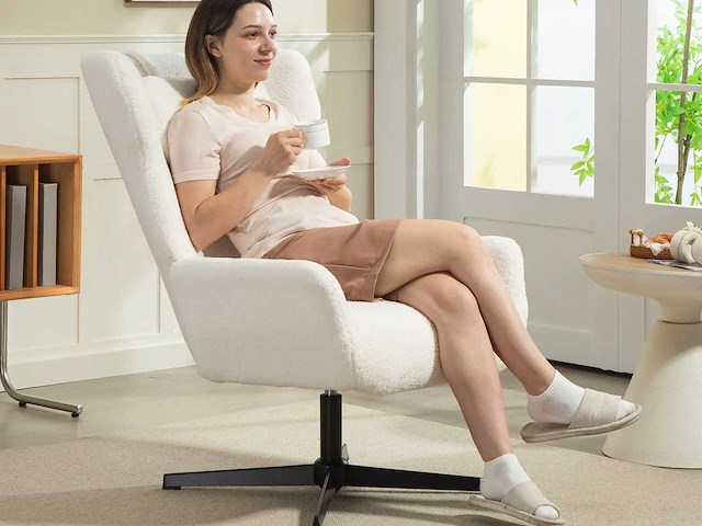 Zijstoel, gestoffeerde stoel met sherpa-fleece bekleding - afbeelding 1 van  9