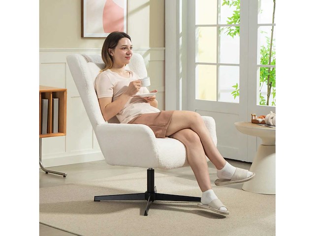 Zijstoel, gestoffeerde stoel met sherpa-fleece bekleding - afbeelding 2 van  9