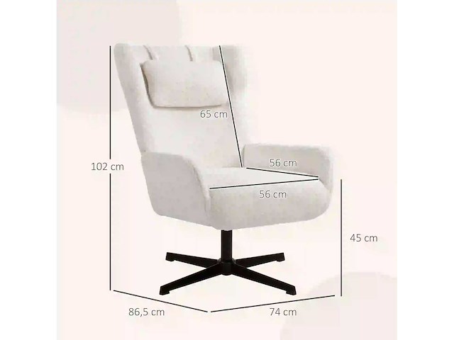 Zijstoel, gestoffeerde stoel met sherpa-fleece bekleding - afbeelding 4 van  9