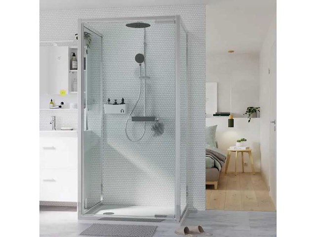 Zijwand transparant glas, 1,90 x h,190 cm, verchroomd, easy - afbeelding 1 van  4
