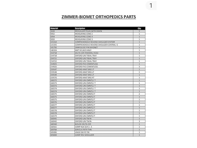 Zimmer-biomet - implants orthopédique (351x) - afbeelding 19 van  20