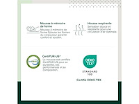 Zinus supreme comfort foam matras 180 x 200 cm, hoogte 20 cm, medium stevigheid, matras in doos, oeko-tex - afbeelding 4 van  5