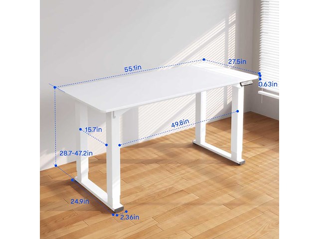 Zit-sta-bureau - (140 x 71 cm) - wit - afbeelding 3 van  7