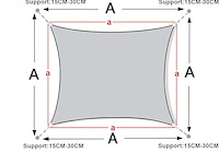 Zonnezeil hdpe 3x3m antraciet - afbeelding 2 van  4