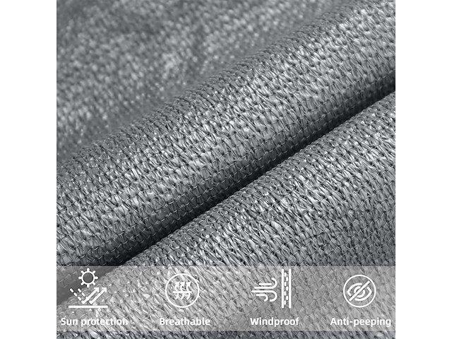 Zonnezeil hdpe 3x3m antraciet - afbeelding 3 van  4