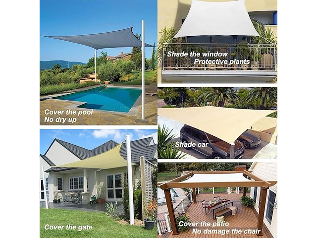 Zonnezeil hdpe 3x3m antraciet - afbeelding 4 van  4