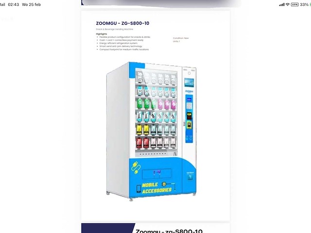 Zoomgu zg-s800-10 verkoopautomaat - afbeelding 12 van  13