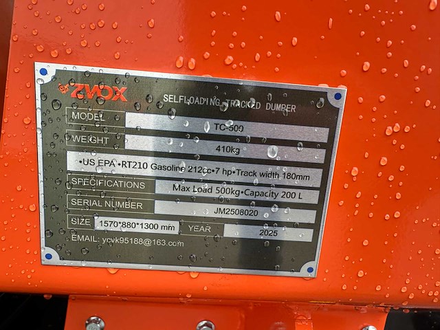 Zvox - 2025 - tc500 - mini-dumper - afbeelding 16 van  23