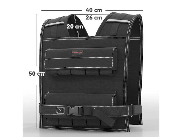 Zwaard vest 20 kg verstelbaar gewichtsjack voor mannen en vrouwen reflecterend tape 50 x 40 cm zwart - afbeelding 3 van  9
