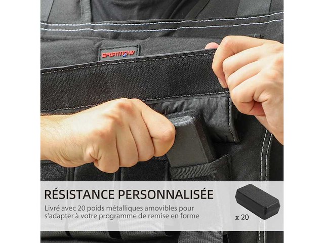 Zwaard vest 20 kg verstelbaar gewichtsjack voor mannen en vrouwen reflecterend tape 50 x 40 cm zwart - afbeelding 4 van  9