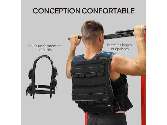 Zwaard vest 20 kg verstelbaar gewichtsjack voor mannen en vrouwen reflecterend tape 50 x 40 cm zwart - afbeelding 6 van  9