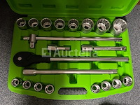 Zware doppenset met ratel 19-50 mm en stahlkaiser binnen en buitenlager trekkerset 10 delig