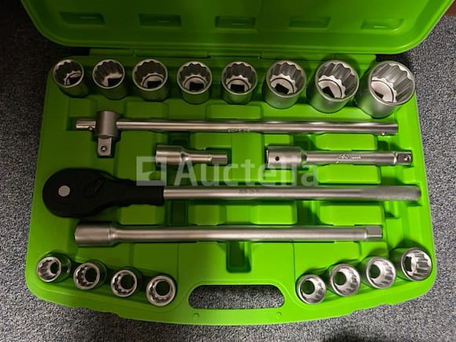 Zware doppenset met ratel 19-50 mm en stahlkaiser binnen en buitenlager trekkerset 10 delig - afbeelding 1 van  9