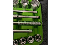 Zware doppenset met ratel 19-50 mm en stahlkaiser binnen en buitenlager trekkerset 10 delig - afbeelding 1 van  9