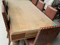 Zware eiken tafel met 8 stoelen - afbeelding 1 van  3