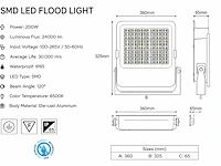 Zware led floodlight – 200w – 6400k koud wit – ip65 – borneo-200 (4 stuks) - afbeelding 5 van  5