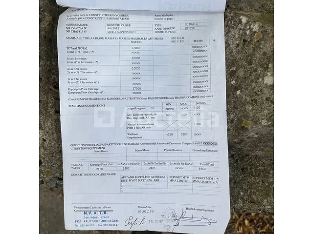 Zware overdekte oplegger kaiser s3302g37(vin:vrhs3302vt2c00451) - afbeelding 27 van  35