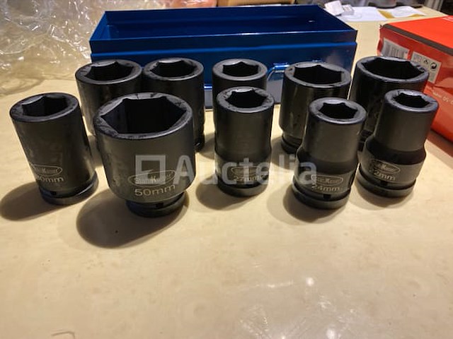 Zware slagdoppen set 10 delig stahlkaiser 22-50mm in metalen koffer - afbeelding 2 van  5