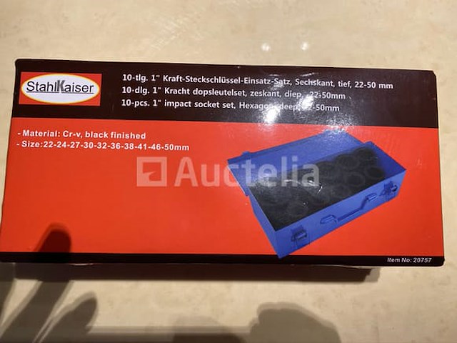 Zware slagdoppen set 10 delig stahlkaiser 22-50mm in metalen koffer - afbeelding 2 van  5