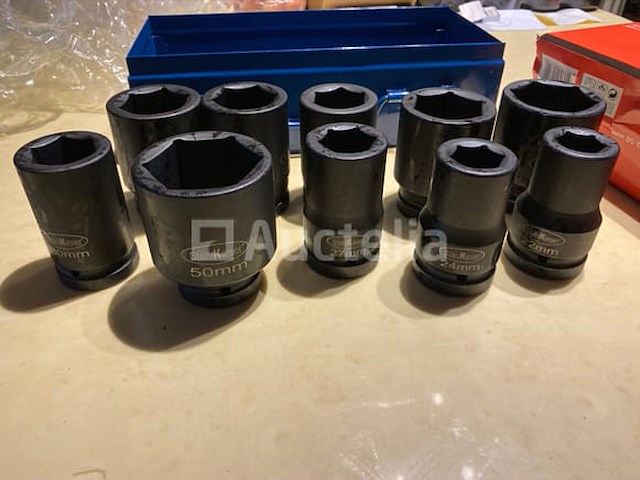 Zware slagdoppen set 10 delig stahlkaiser 22-50mm in metalen koffer - afbeelding 4 van  5