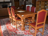 Zware uitschuifbare tafel met 6 stoelen en kast - afbeelding 1 van  7