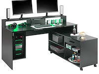 Zwart gaming bureau tudi met geïntegreerde verlichting - afbeelding 2 van  7